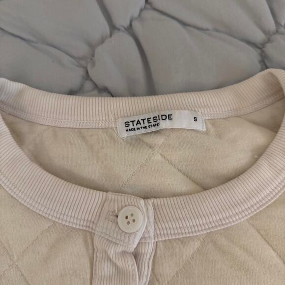 Stateside Quilted Cream Pullover - Extremely soft! 100% Cotton. Size S - Picture 2 of 4